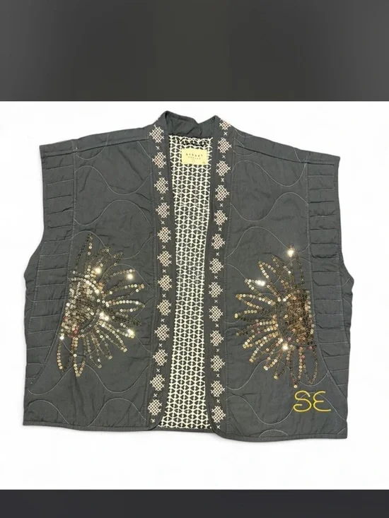 Free People x Sissel Edelbo Quilted Jacket Sequin Sun Boho Kimono Sold Out NWOT - Picture 4 of 6